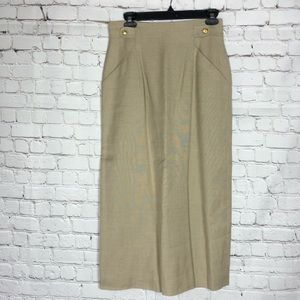 Vintage Talbots Khaki Tan A-line Pencil Skirt